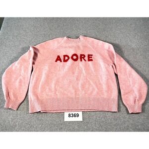 Old Navy SoSoft Crop Sweater Womens Large Pink Adore Tight Knit Cotton Crew Neck